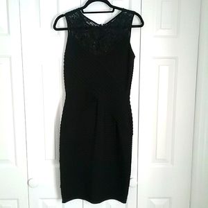 Calvin Klein Black  lace top fitted sleeveless dress
